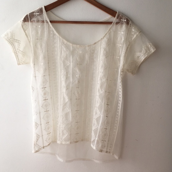 Tops - Sheer white mesh top